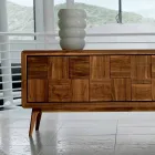 Buffet Nensi avec 3 portes en bois de noyer massif design moderne Viadurini