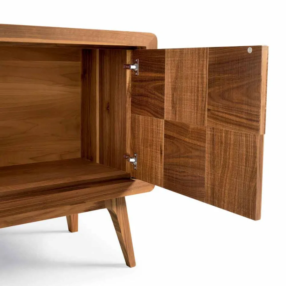 Buffet Nensi avec 3 portes en bois de noyer massif design moderne Viadurini