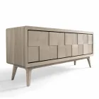 Buffet Nensi avec 3 portes en bois de noyer massif design moderne Viadurini