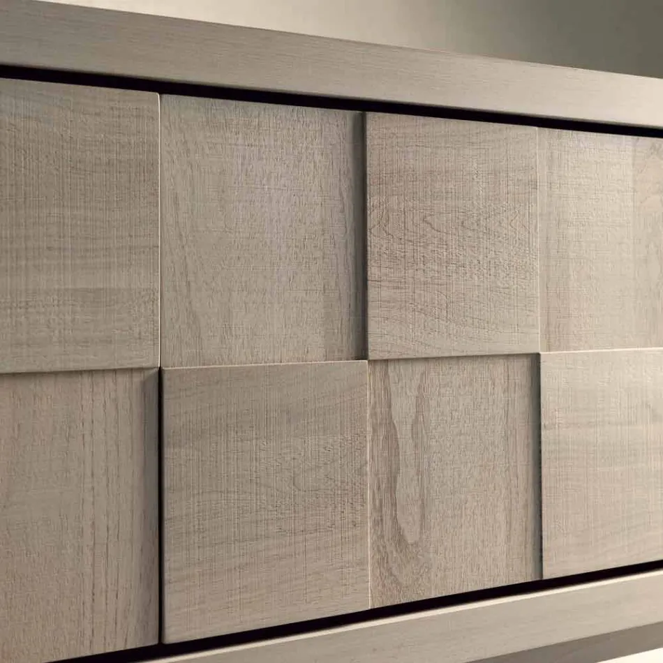 Buffet Nensi avec 3 portes en bois de noyer massif design moderne Viadurini