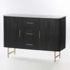 Buffet avec plateau en marbre et structure en bois de manguier - Fisherman Viadurini