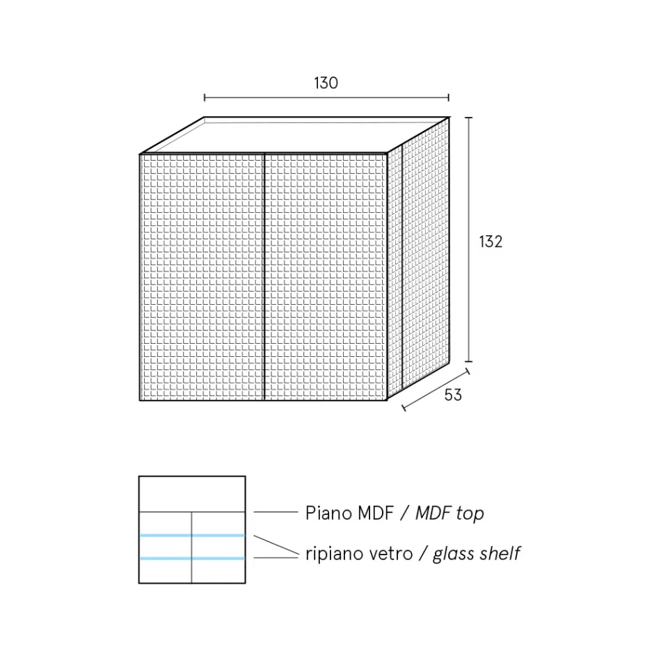 Buffet de salon à 2 portes, finition diamant, fabriqué en Italie - Sagittario Viadurini