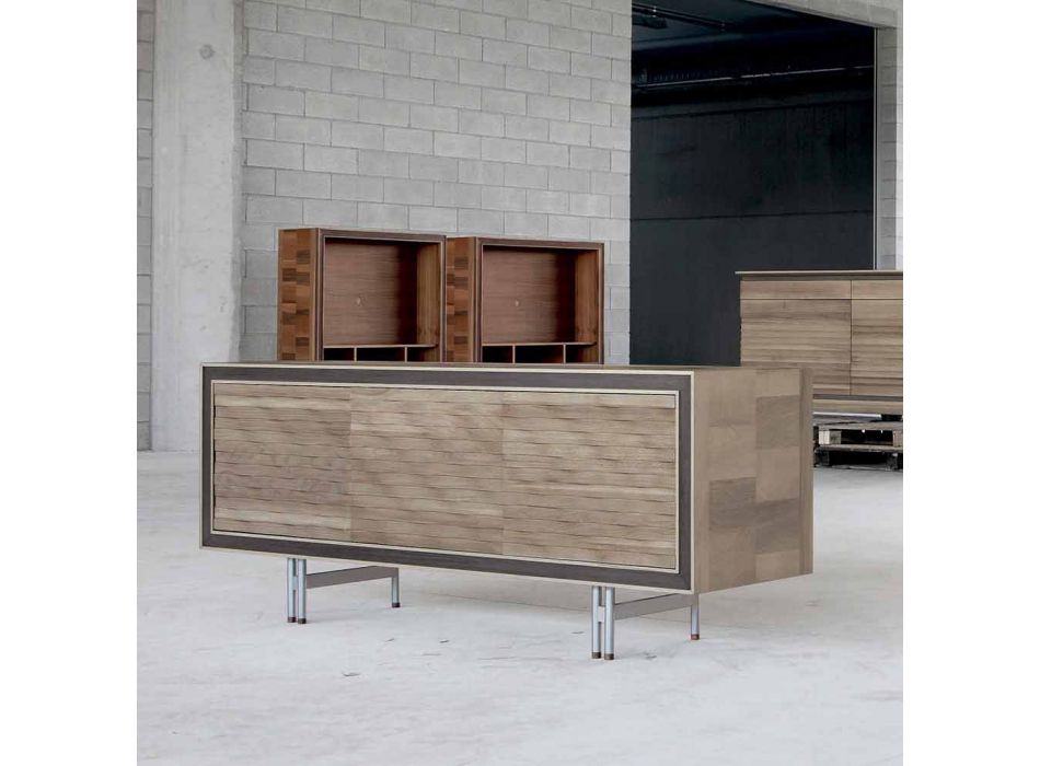 Buffet design moderne en bois massif, L192 x P 50 cm, Teresa Viadurini