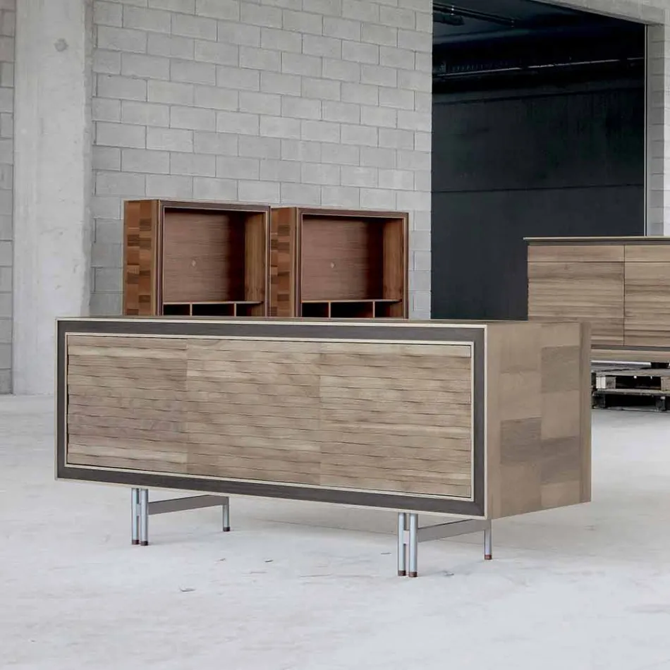 Buffet design moderne en bois massif, L192 x P 50 cm, Teresa Viadurini