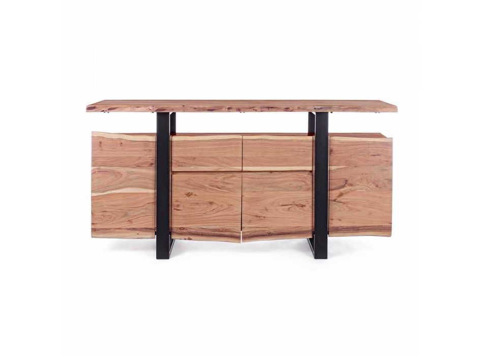 Buffet design en bois d'acacia et acier peint Homemotion - Lanza Viadurini