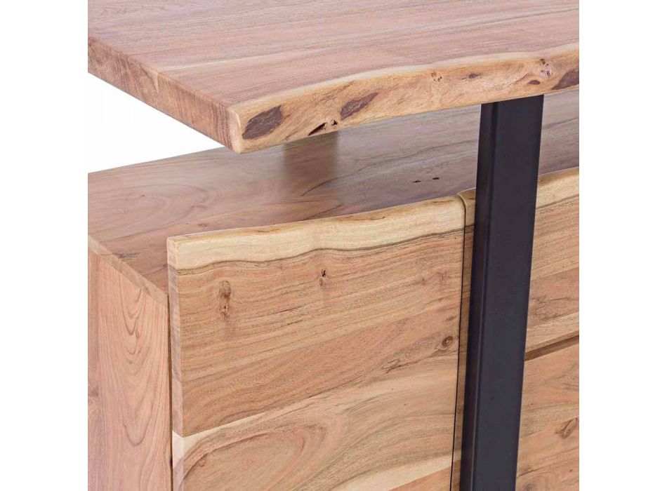 Buffet design en bois d'acacia et acier peint Homemotion - Lanza Viadurini