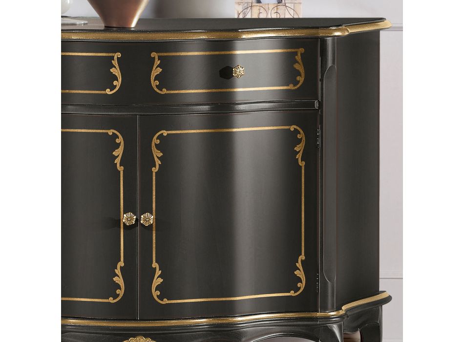 Buffet de luxe avec 2 portes et 1 tiroir en bois Made in Italy - Leonor Viadurini