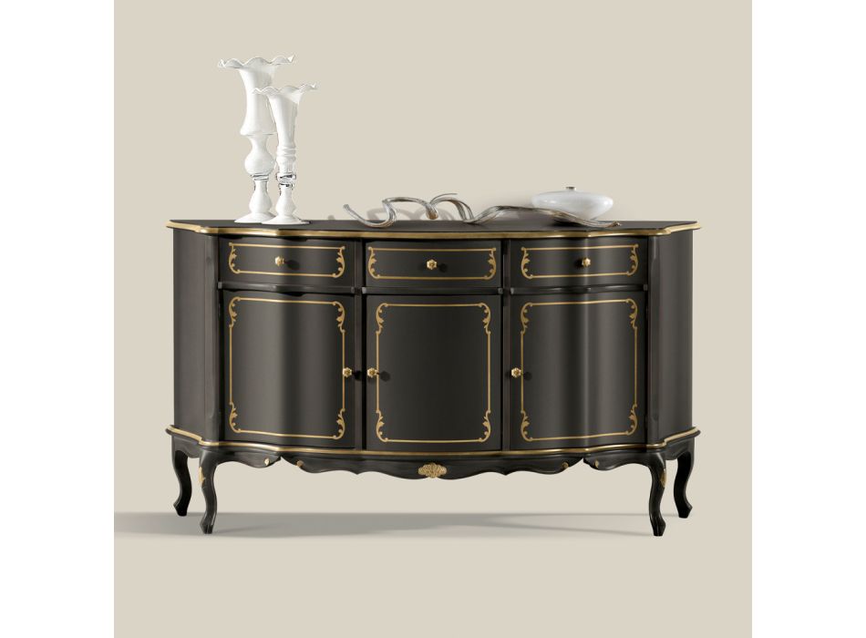 Buffet de luxe avec 3 portes et 3 tiroirs en bois Made in Italy - Leonor