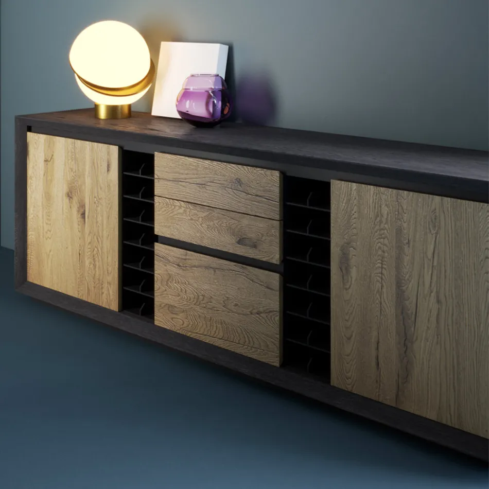 Buffet plaqué sur panneaux de particules de peuplier Made in Italy - Leone Viadurini