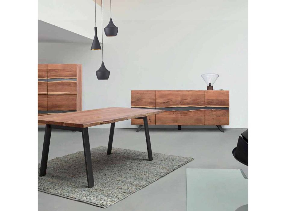 Buffet en bois et acier peint Design moderne Homemotion - Silvia Viadurini
