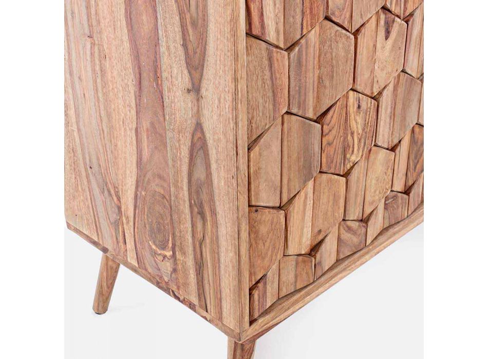 Buffet en bois au fini naturel avec portes et tiroirs Homemotion - Ventador Viadurini