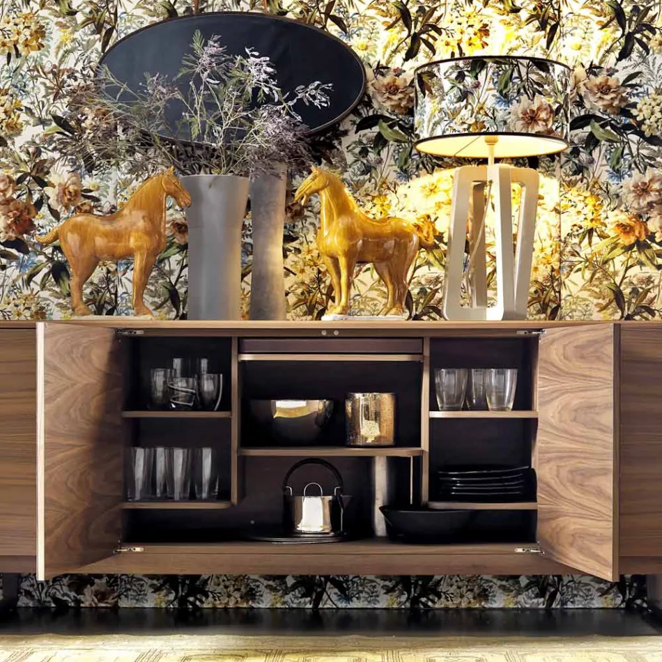 Grilli York 4 Buffet en placage de bois fabriqué en Italie Viadurini