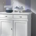 Buffet en bois laqué blanc avec 2 portes et 2 tiroirs fabriqué en Italie - Sogbo Viadurini