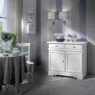 Buffet en bois laqué blanc avec 2 portes et 2 tiroirs fabriqué en Italie - Sogbo Viadurini