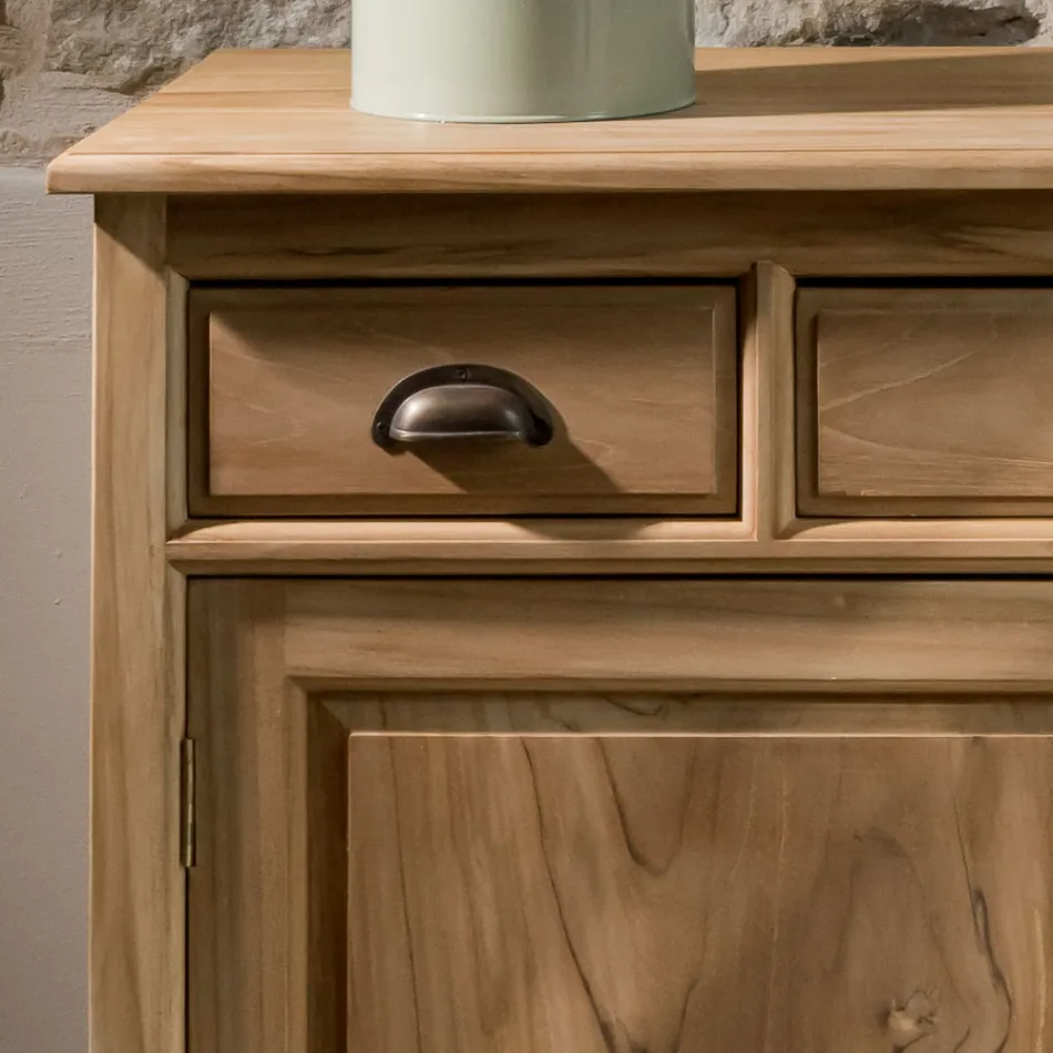 Buffet en teck massif à 2 portes et 3 tiroirs - Karaté Viadurini