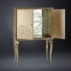 Buffet contemporain avec 2 portes en bois massif et cuir aniline Joy Viadurini