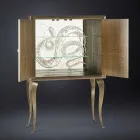 Buffet contemporain avec 2 portes en bois massif et cuir aniline Joy Viadurini