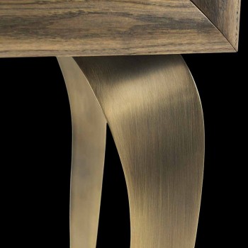 Buffet contemporain avec 2 portes en bois massif et cuir aniline Joy