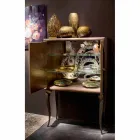 Buffet contemporain avec 2 portes en bois massif et cuir aniline Joy Viadurini