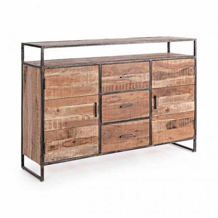 Buffet moderne avec structure en bois d'acacia et acier Homemotion - Posta Viadurini