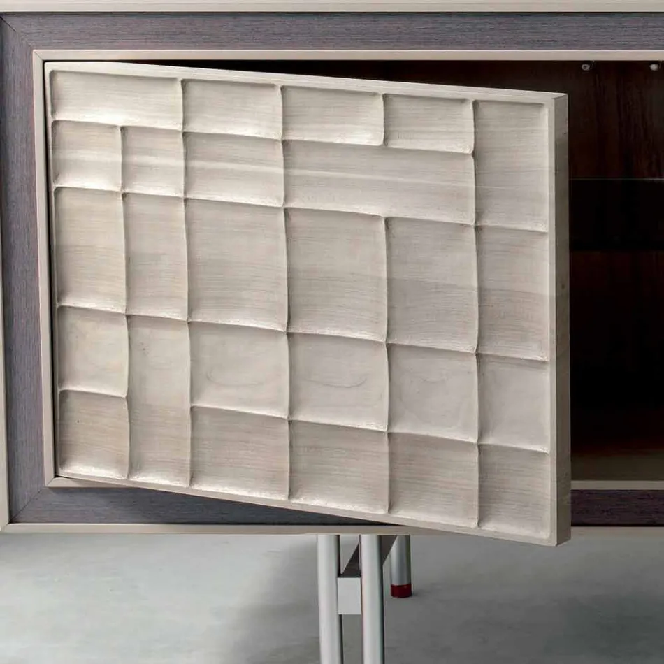 Buffet design moderne avec 3 portes en bois massif Anna Viadurini