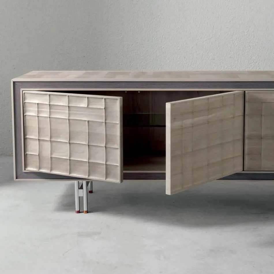 Buffet design moderne avec 3 portes en bois massif Anna Viadurini