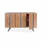 Buffet moderne en bois d'acacia avec inserts métalliques Homemotion - Sonia Viadurini