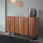 Buffet moderne en bois d'acacia avec inserts métalliques Homemotion - Sonia Viadurini