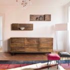 Buffet de style vintage avec structure et pieds en bois et dossier en Mdf - Avelina Viadurini