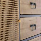 Buffet vintage avec portes et tiroirs effet rotin en bois de sapin - Freddy Viadurini