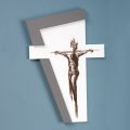 Crucifix blanc et gris réalisé avec gravure au laser Made in Italy - Egle