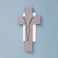 Crucifix Blanc et Gris Fabriqué avec Gravure au Laser Made in Italy - Nadia