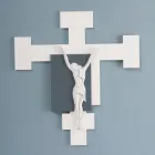 Crucifix réalisé avec gravure au laser blanc et gravier Made in Italy - Evelina Viadurini