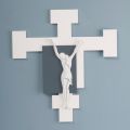 Crucifix réalisé avec gravure au laser blanc et gravier Made in Italy - Evelina