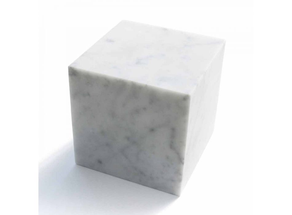 Presse-papiers Cube Design en marbre de Carrare blanc satiné Made in Italy - Qubo Viadurini