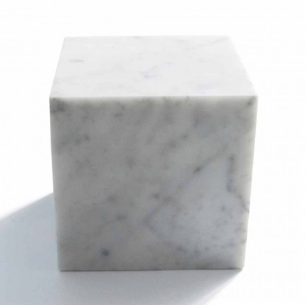 Presse-papiers Cube Design en marbre de Carrare blanc satiné Made in Italy - Qubo Viadurini