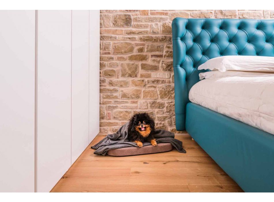 Lit pour chien doux avec oreiller et couverture polaire Fabriqué en Italie - Calduccio Viadurini