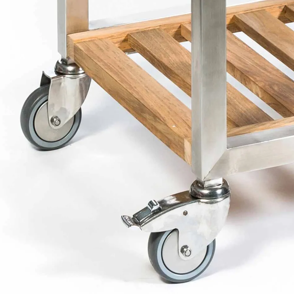 Cuisine d'extérieur en acier et bois avec Teppanyaki - Buoncalliope Viadurini