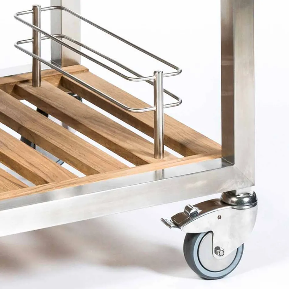 Cuisine d'extérieur en acier et bois avec Teppanyaki - Buoncalliope Viadurini