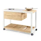 Cuisine d'extérieur 140x65x93 cm en teck massif et aluminium - Convivial Viadurini