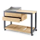 Cuisine d'extérieur 140x65x93 cm en teck massif et aluminium - Convivial Viadurini