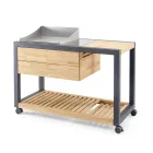 Cuisine d'extérieur 140x65x93 cm en teck massif et aluminium - Convivial Viadurini