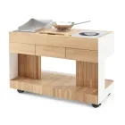 Cuisine d'extérieur 141x70x93 cm en teck massif et aluminium - Stilosa Viadurini