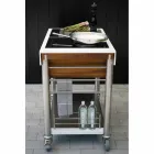 Cuisine moderne sur roulettes pour jardin extérieur en bois et acier - Calliope Viadurini