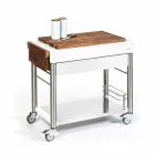 Cuisine moderne sur roulettes pour jardin extérieur en bois et acier - Calliope Viadurini