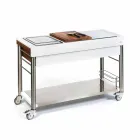 Cuisine moderne sur roulettes pour jardin extérieur en bois et acier - Calliope Viadurini