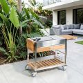 Cuisine d'extérieur sur roulettes en acier et bois avec Teppanyaki - Buoncalliope