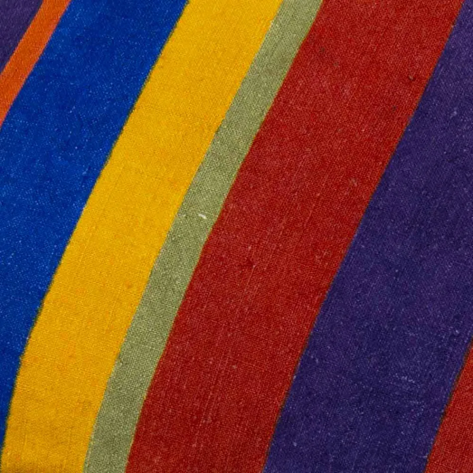 Coussin d'art italien en chanvre peint et cousu à la main Pièce unique - Marques Viadurini