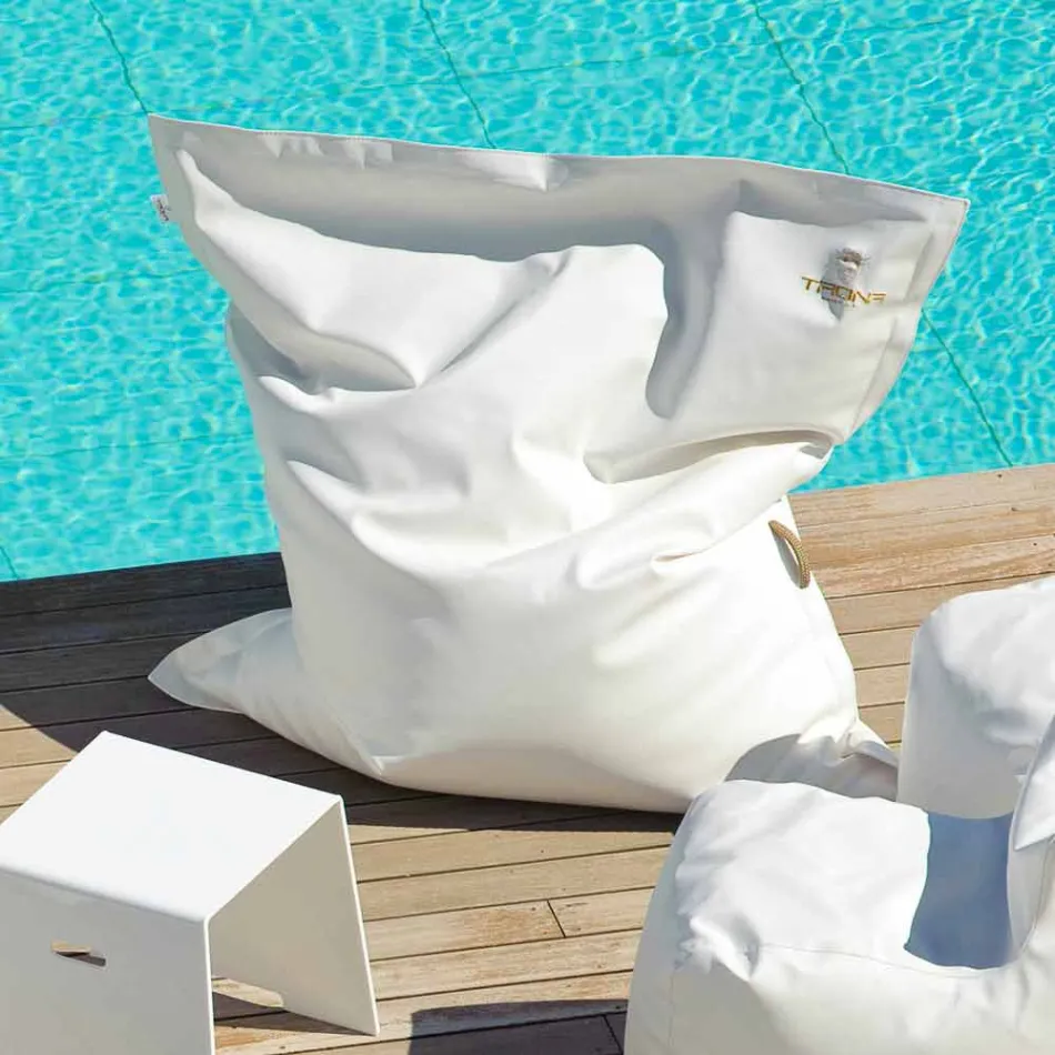 Coussin Nuage de détente en plein air faux cuir blanc nautique Trona Viadurini