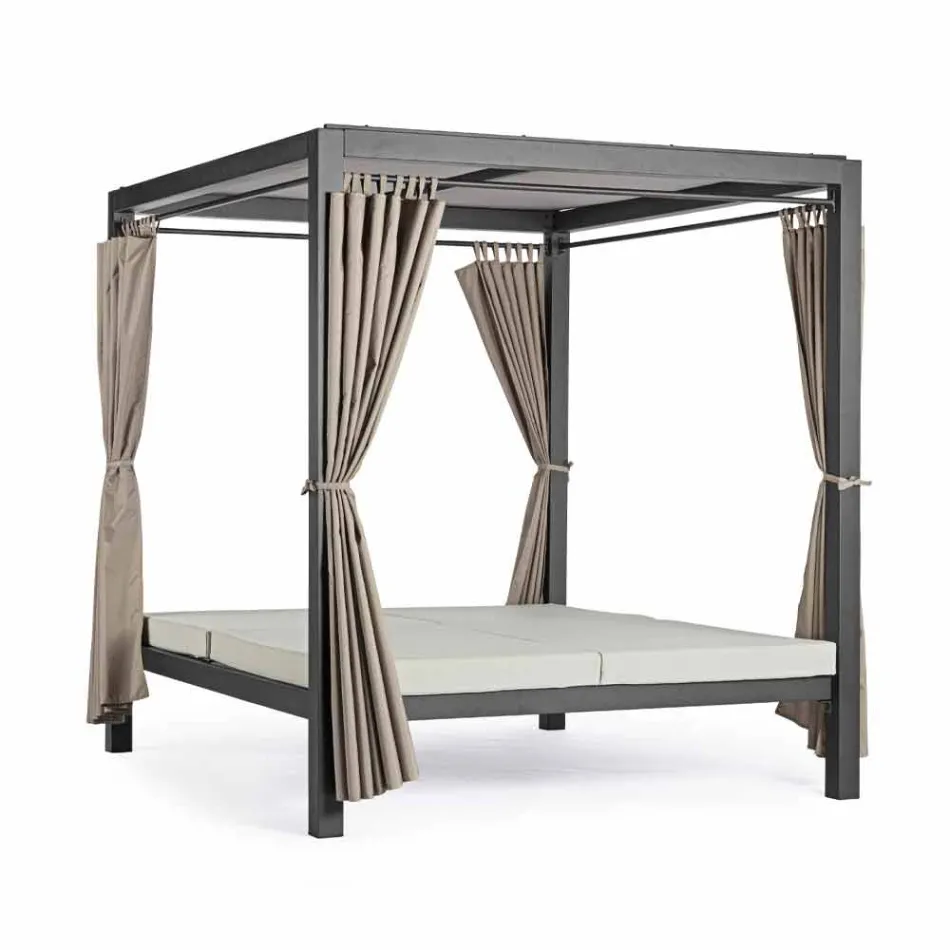 Méridienne d'extérieur en textilène et aluminium avec dossiers inclinables - Anastasia Viadurini